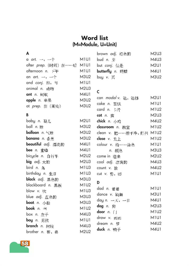 单词表第1页 A-D