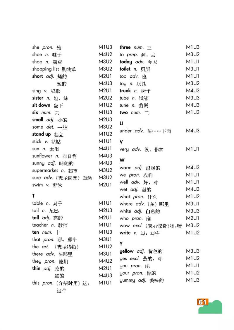 单词表第4页 S-Y